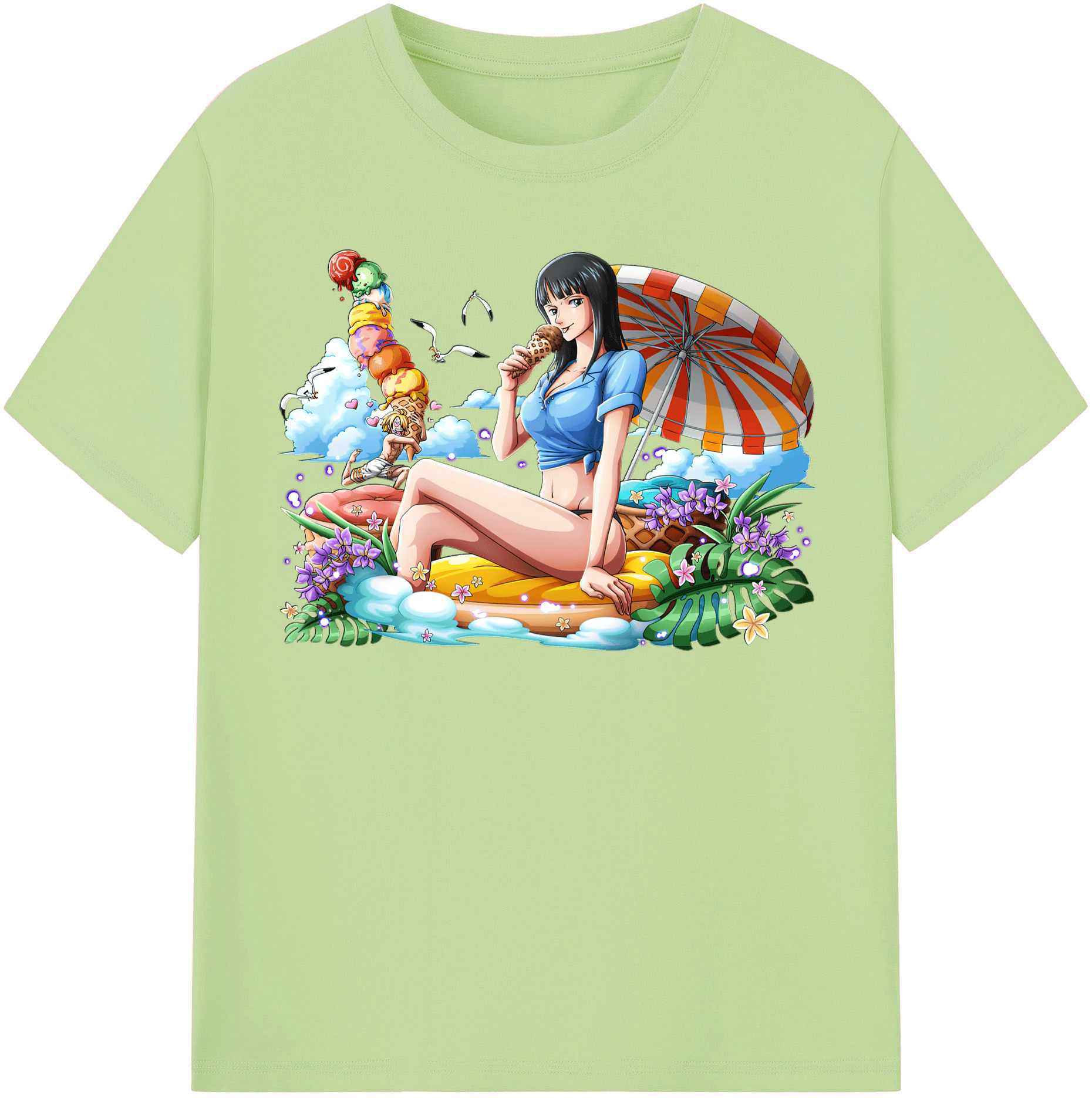ワンピース ニコ・ロビン ONE PIECE Nico Robin 綿100％半袖Tシャツ（フロントプリント）